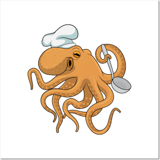 Octopus Cook Chef hat Posters and Art